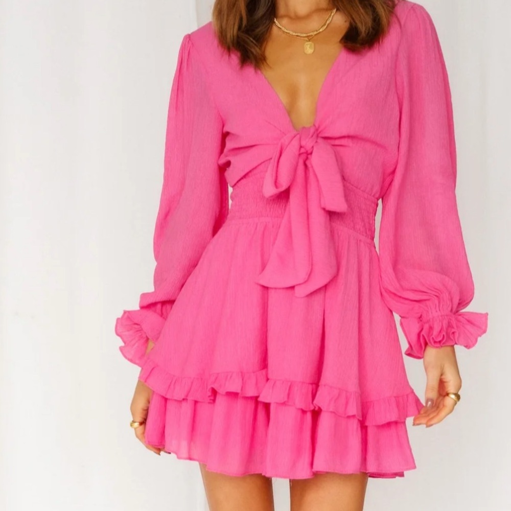Hello Molly Pink Long Sleeve Dress